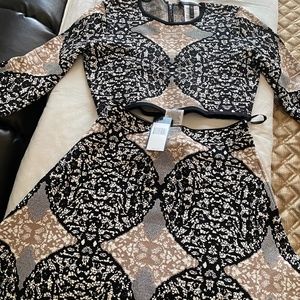 BCBG Jacquard Print Crop Top and Skirt Size small